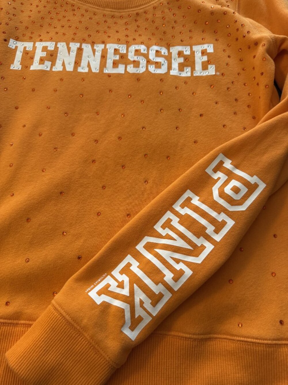 VS Pink Tennessee Volunteers Vols Rhinestone Crewneck Orange Sweatshirt Medium